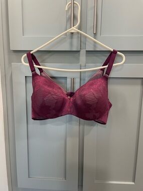 Cacique Lace Wireless Bra in Deep Berry Plum